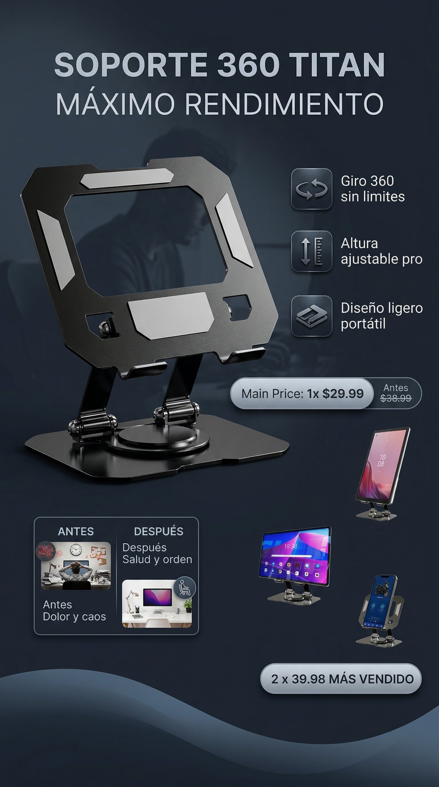 SOPORTE PARA PC GIRATORIO